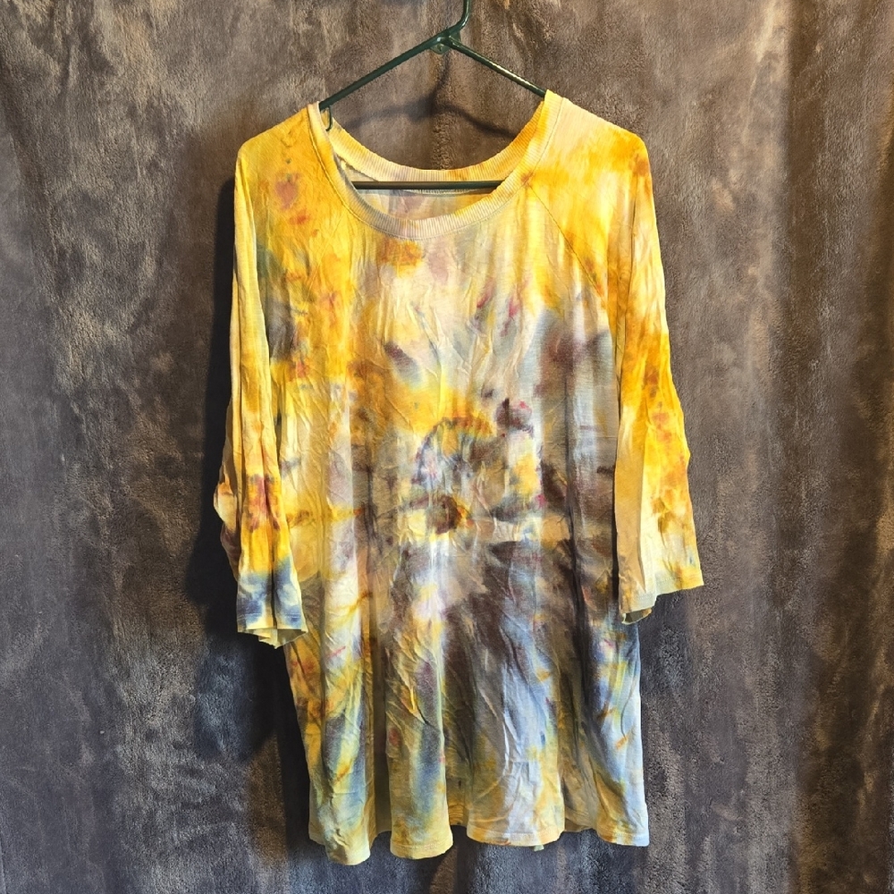 Torrid Yellow Tie-Dye Long Sleeve Top